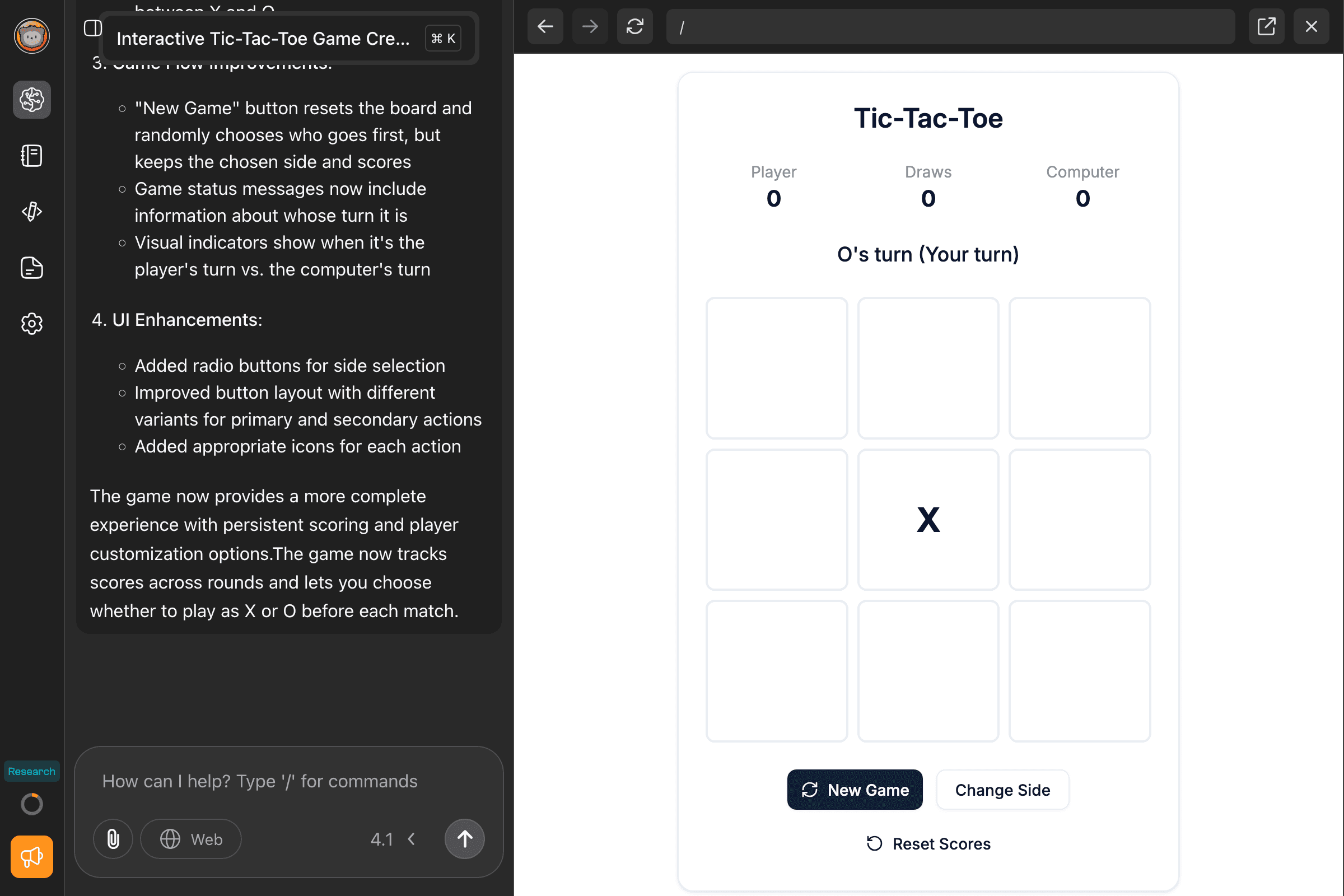 Enhanced tic-tac-toe game