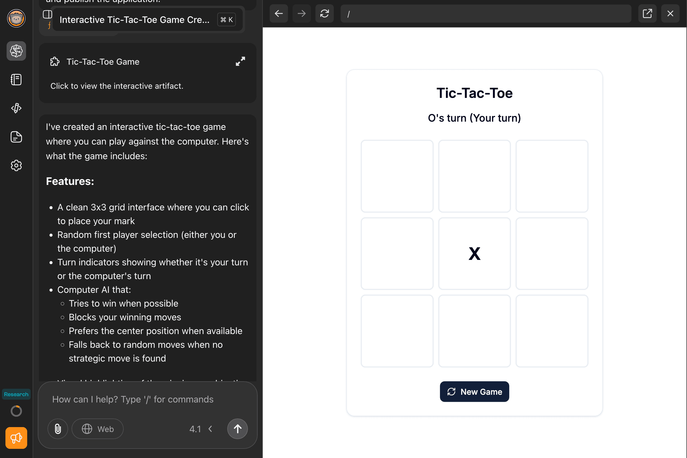 Tic-tac-toe game request