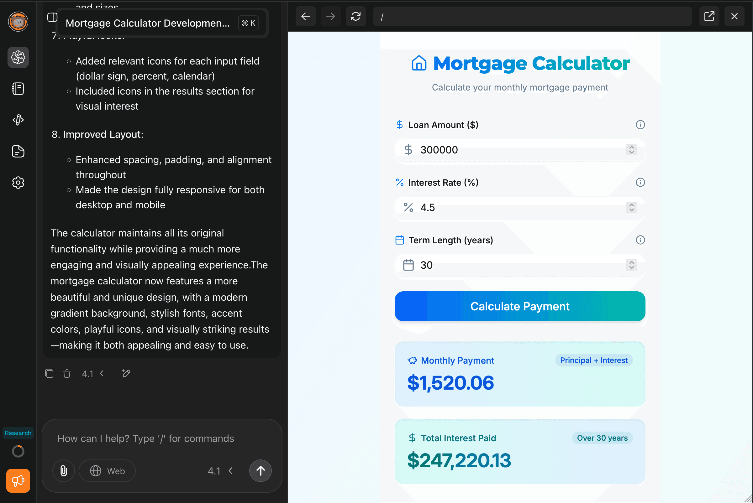 Enhanced mortgage calculator