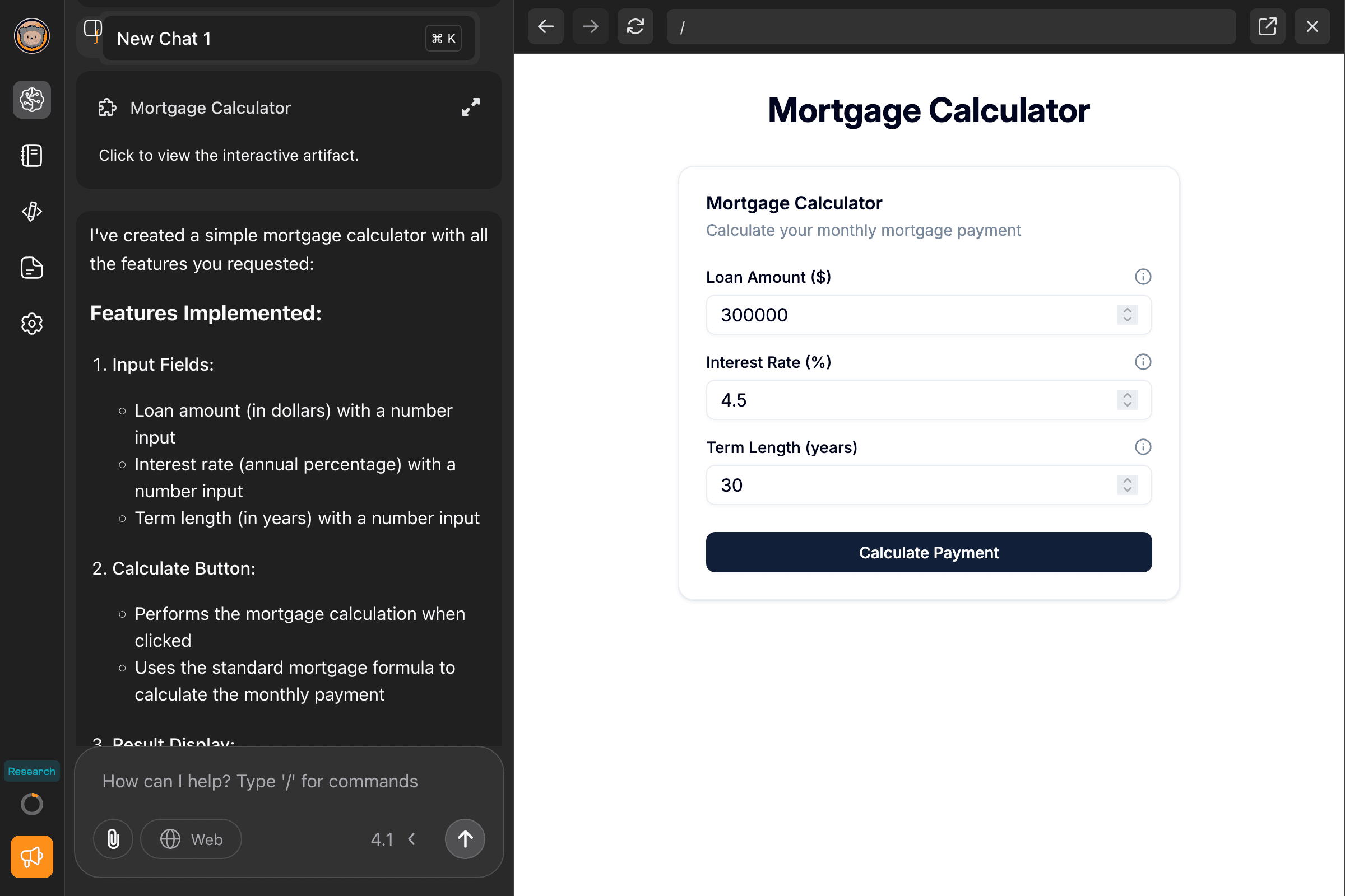 Mortgage calculator request