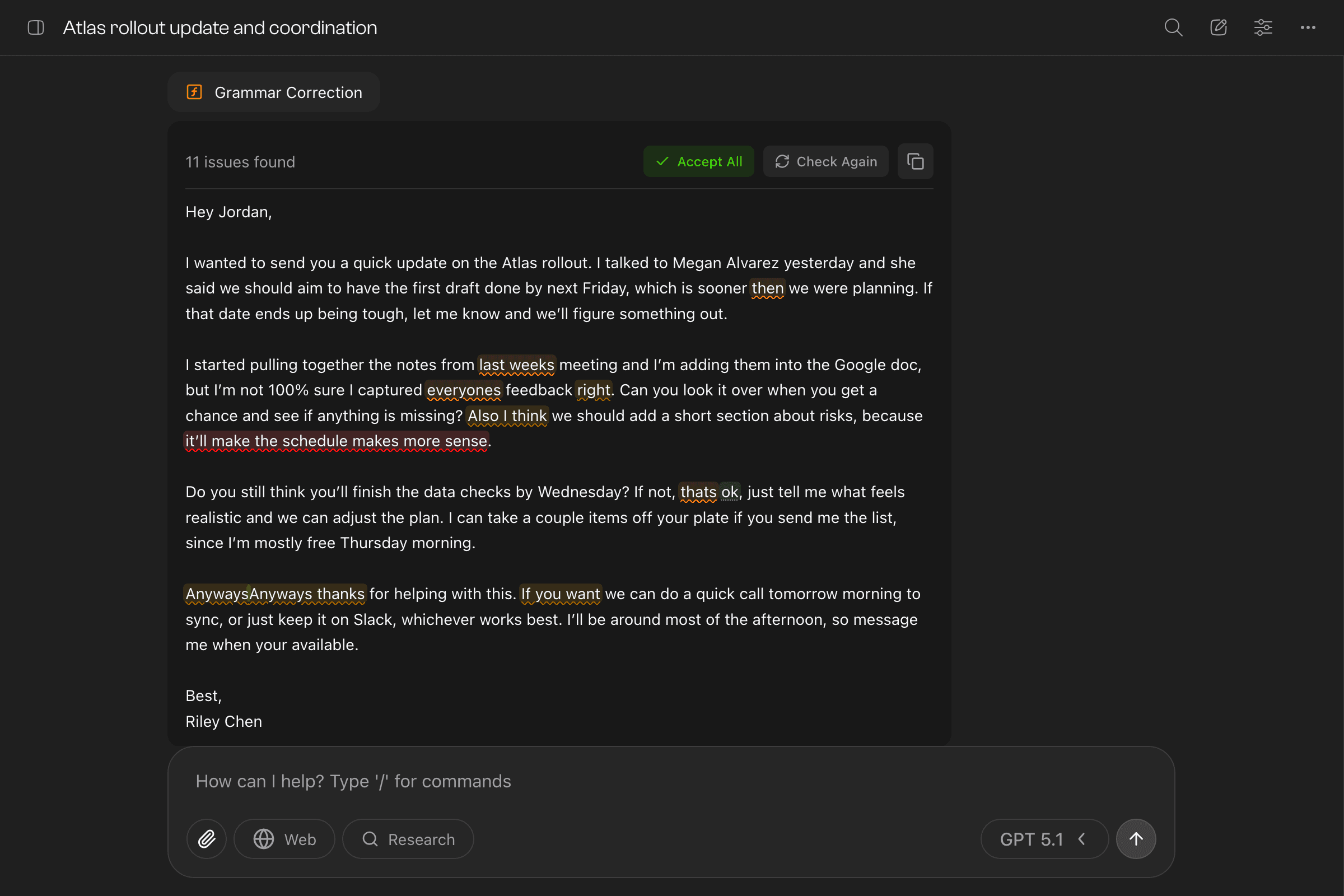 Grammar issues highlighted